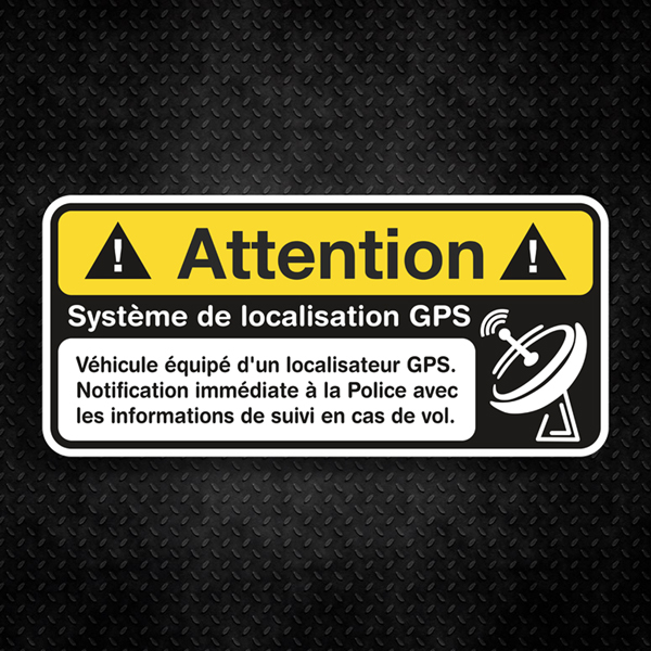 Autocollant Attention Systeme de localisation GPS 1/1