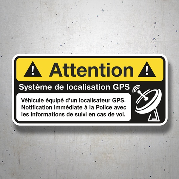 Autocollant Attention Systeme de localisation GPS 2/2