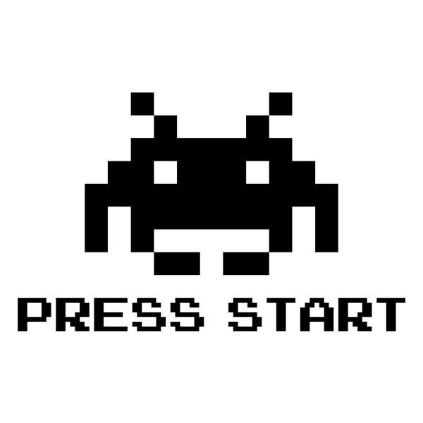Stickers muraux: Space Invaders Press Start