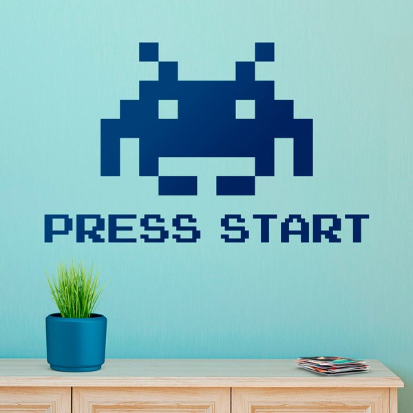 Stickers muraux: Space Invaders Press Start