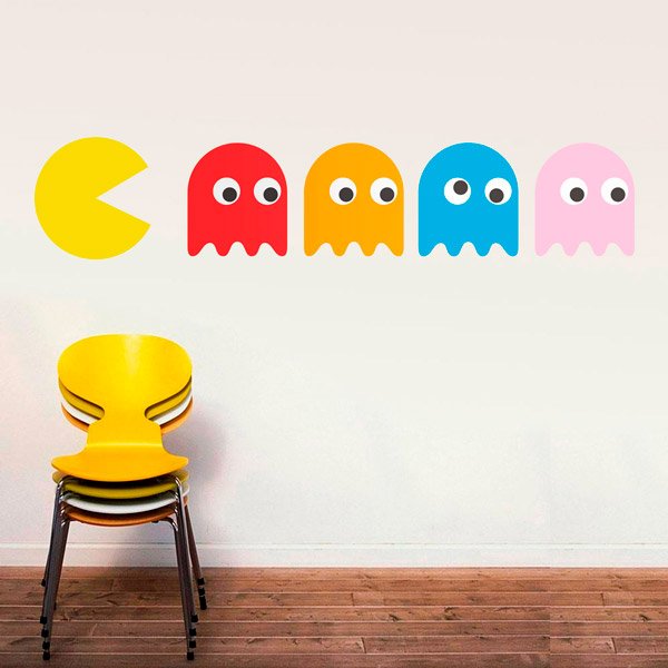 Stickers muraux: Pac-Man et 4 Fantômes