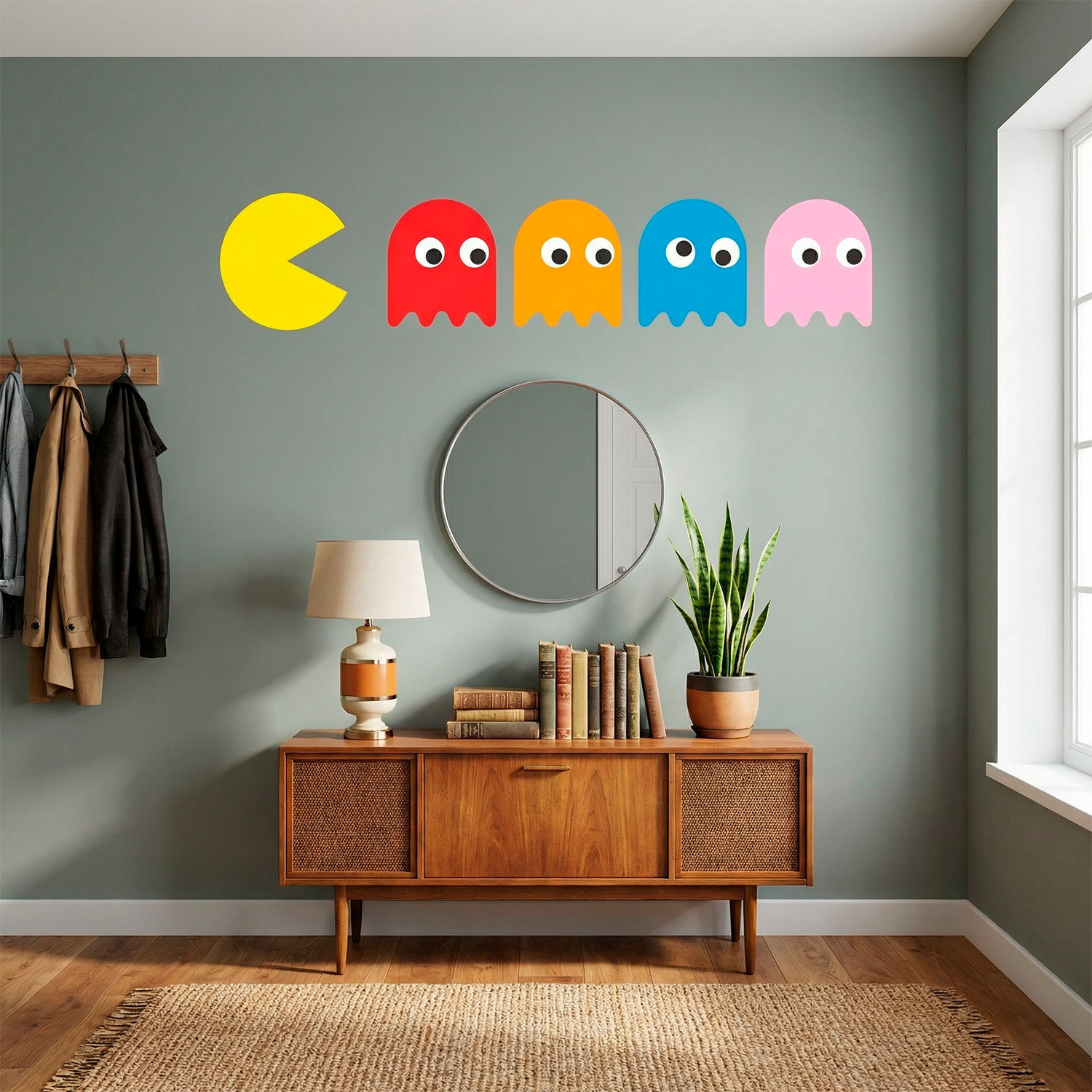 Stickers muraux: Pac-Man et 4 Fant&ocirc;mes