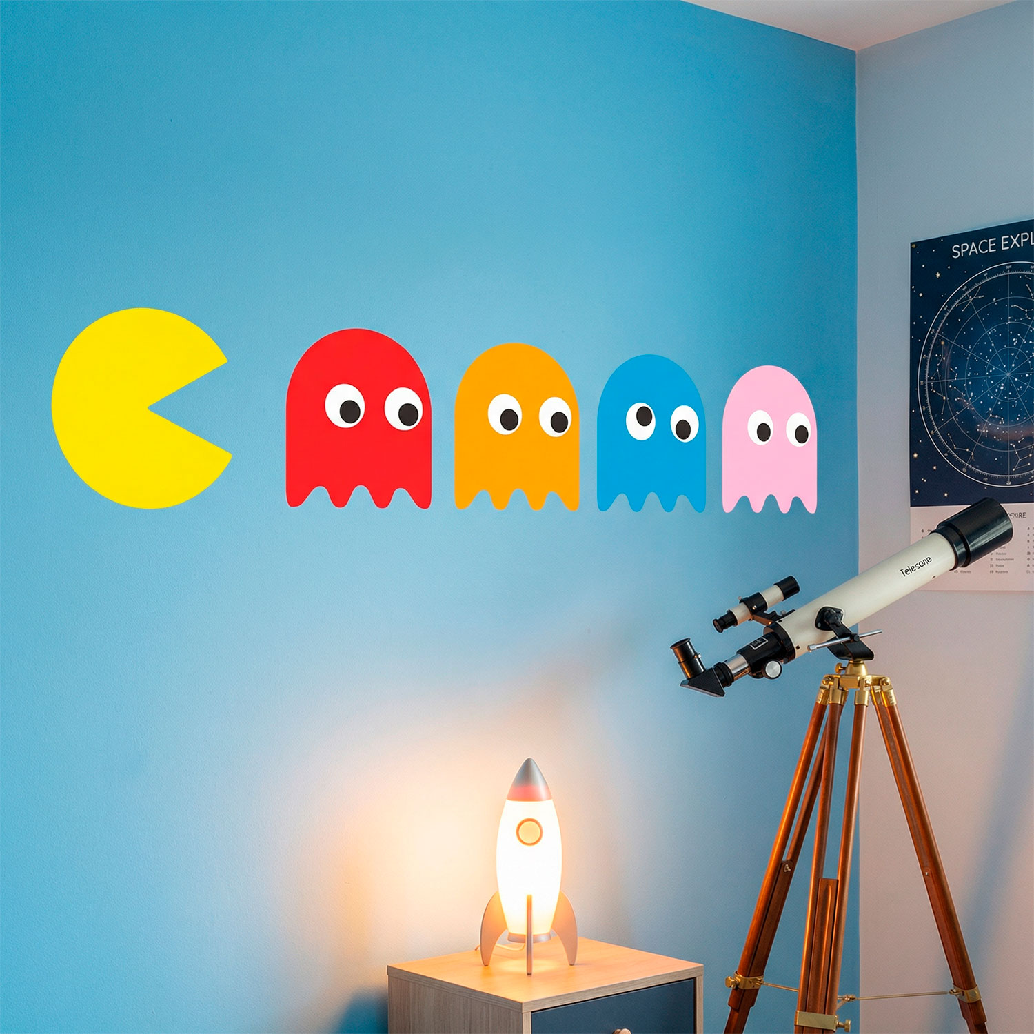 Stickers muraux: Pac-Man et 4 Fant&ocirc;mes
