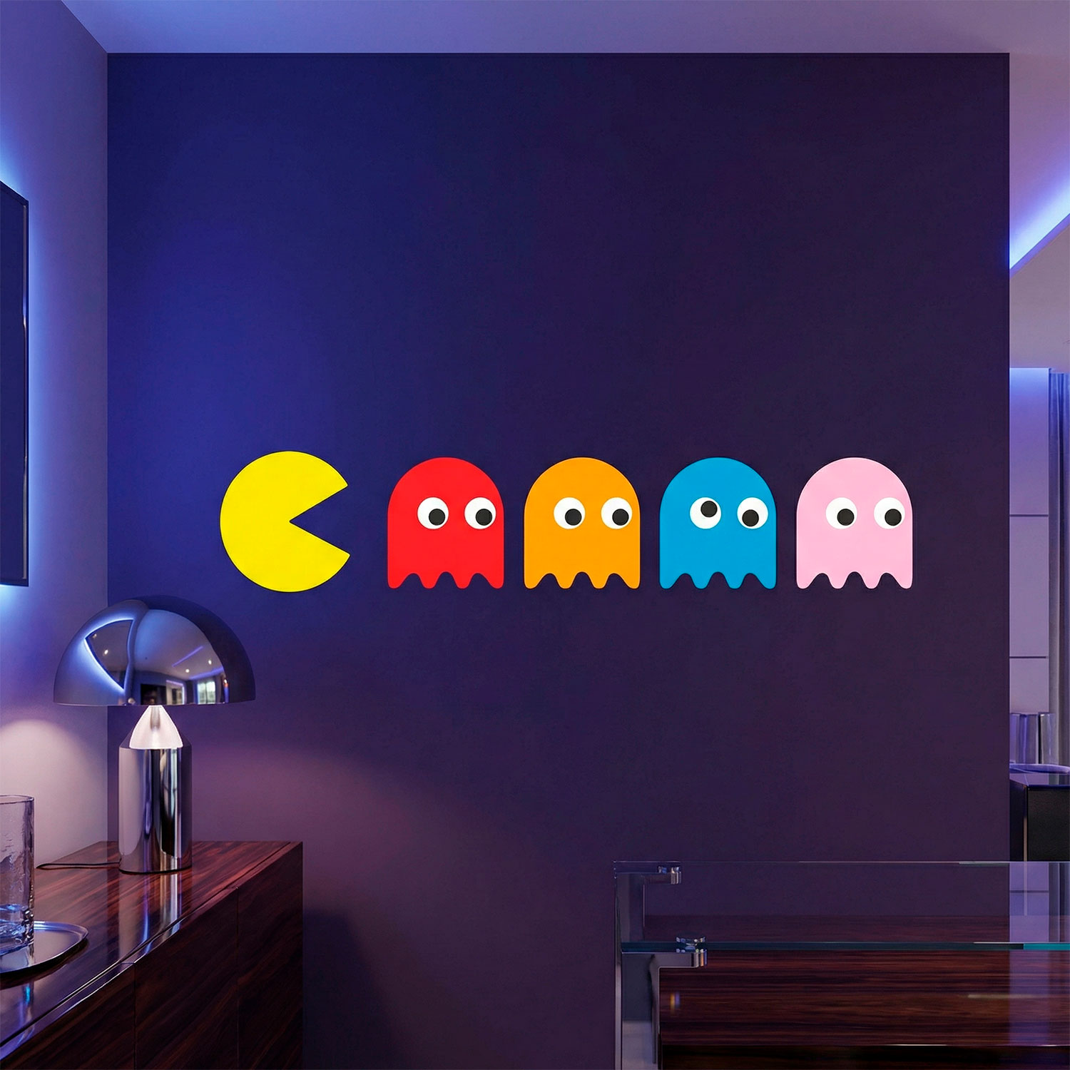 Stickers muraux: Pac-Man et 4 Fant&ocirc;mes