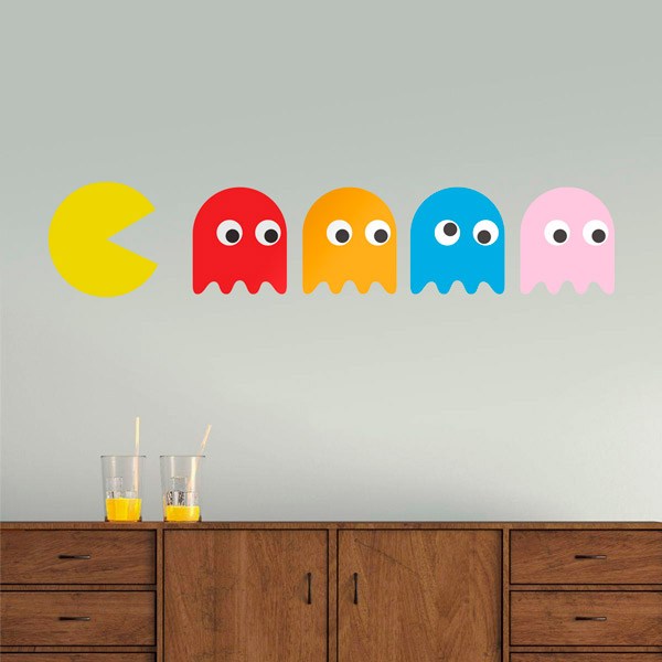 Stickers muraux: Pac-Man et 4 Fantômes