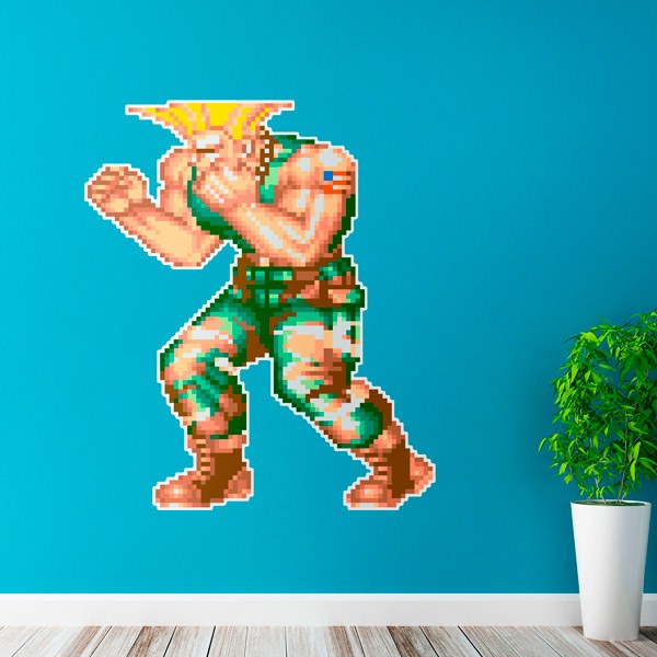 Stickers muraux: Street Fighter Guile Pixel Art