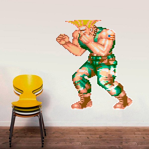 Stickers muraux: Street Fighter Guile Pixel Art