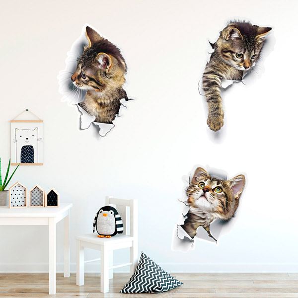 Stickers muraux: 3 chats méchants