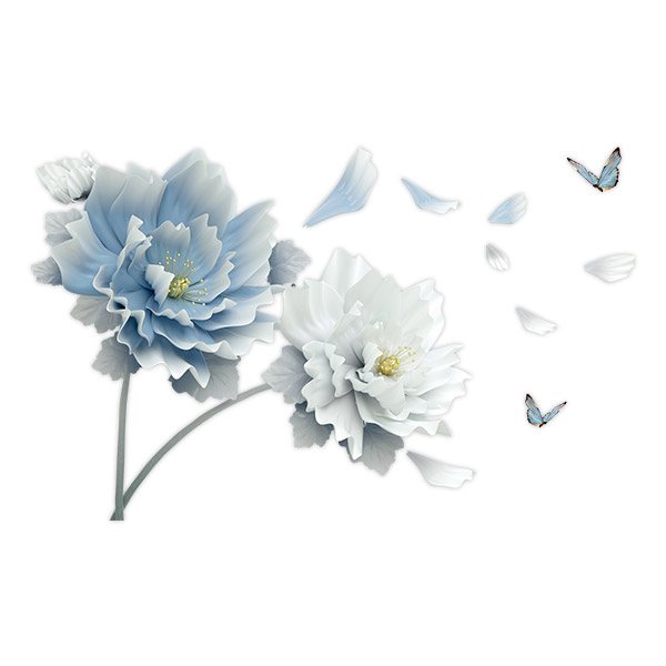 Stickers muraux: Fleurs bleues et blanches