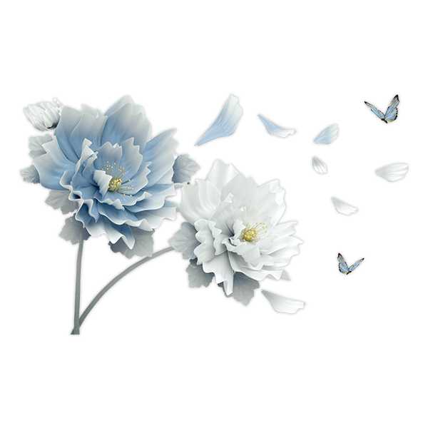 Stickers muraux: Fleurs bleues et blanches