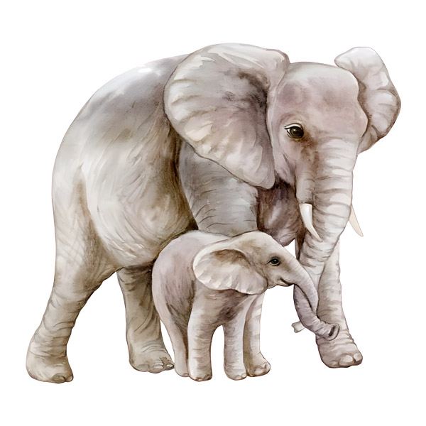Stickers pour enfants: Éléphant avec sa petite