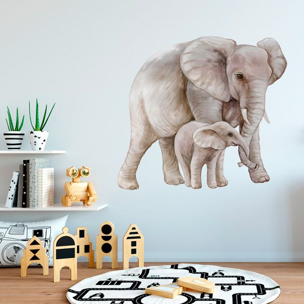 Stickers pour enfants: Éléphant avec sa petite