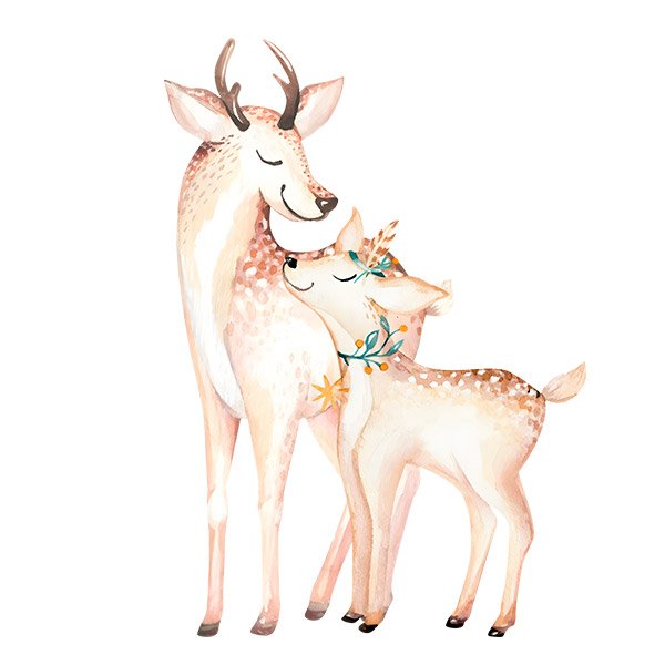 Stickers pour enfants: Biche avec son faon