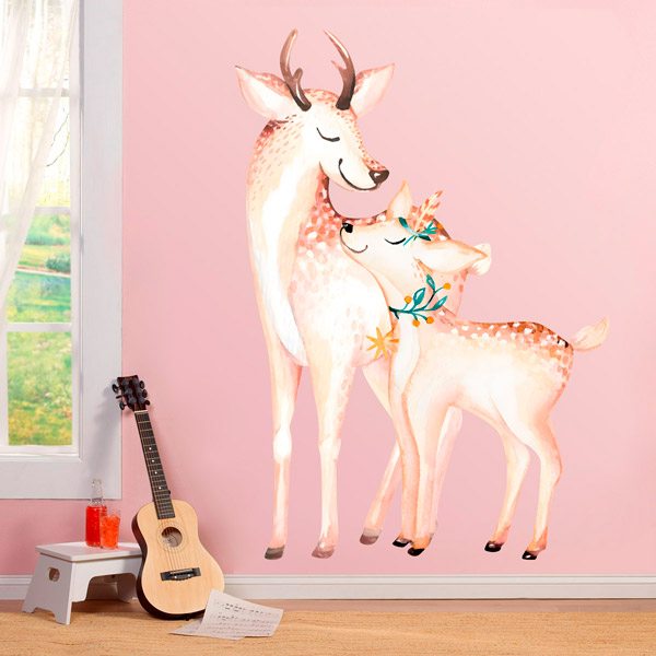 Stickers pour enfants: Biche avec son faon