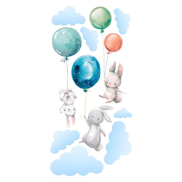 Stickers pour enfants: Lapins avec des ballons