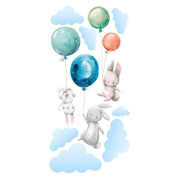 Stickers pour enfants: Lapins avec des ballons