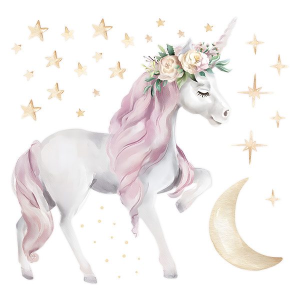 Stickers muraux: Licorne avec des étoiles