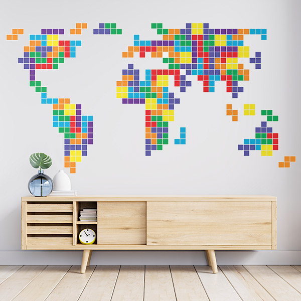 Stickers muraux: Tétris Carte du Monde