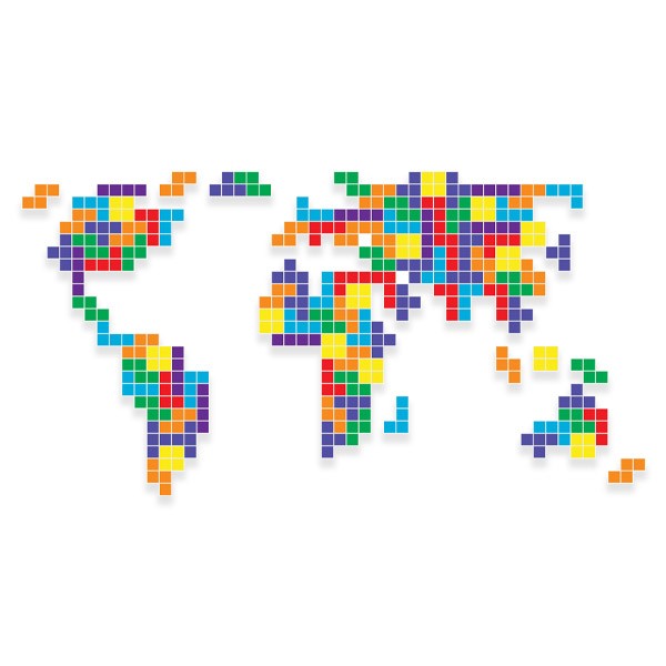 Stickers muraux: Tétris Carte du Monde