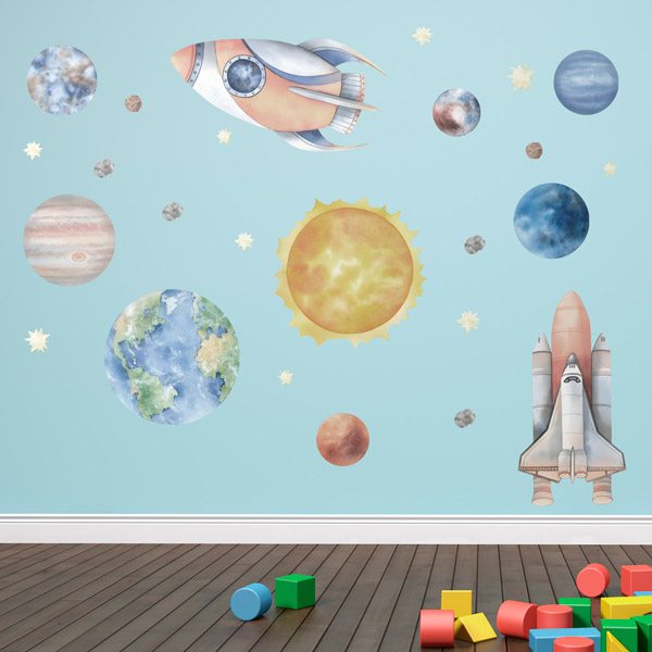 Stickers pour enfants: Fusées et planètes