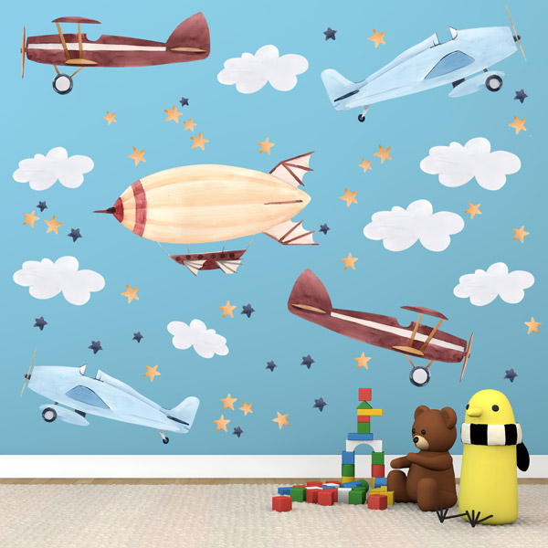Stickers pour enfants: Avions légers et zeppelins
