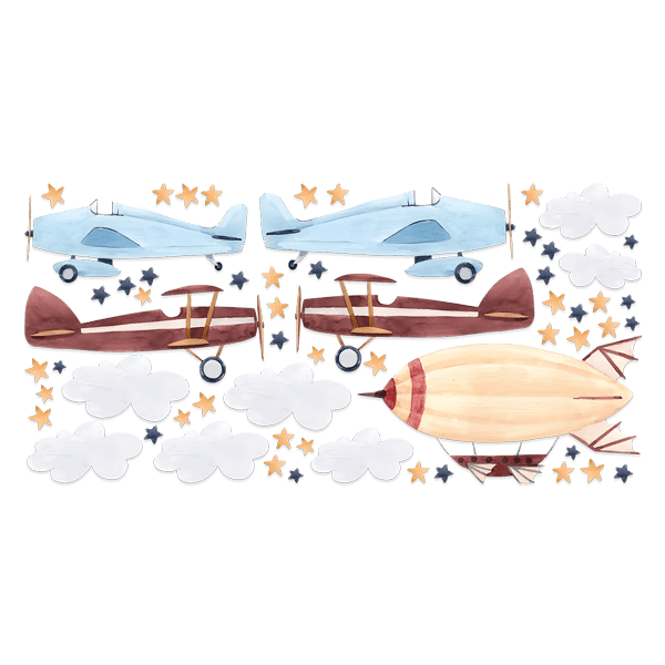 Stickers pour enfants: Avions légers et zeppelins