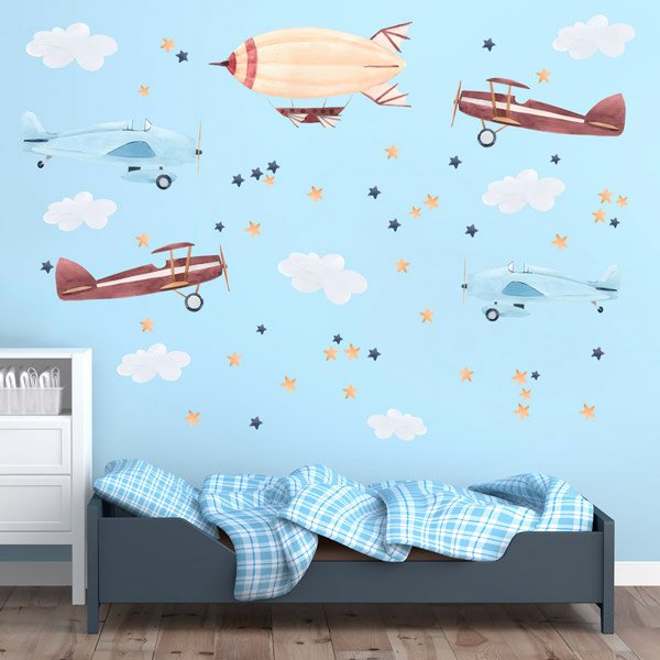 Stickers pour enfants: Avions légers et zeppelins