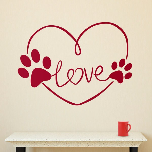 Stickers muraux: Love Empreintes de chien
