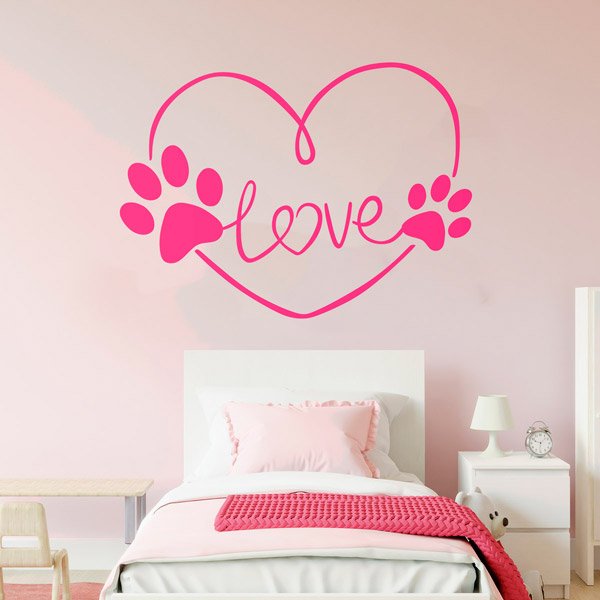 Stickers muraux: Love Empreintes de chien