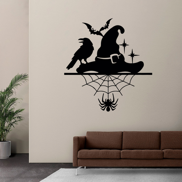 Stickers muraux: Chapeau araignée corbeau chauve-souris