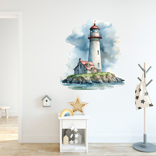 Stickers muraux: La baie du phare Aquarelle