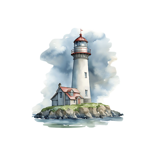 Stickers muraux: La baie du phare Aquarelle