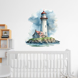 Stickers muraux: La baie du phare Aquarelle 3