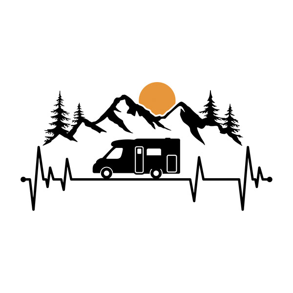 Stickers camping-car: Electro caravane Montagnes et soleil