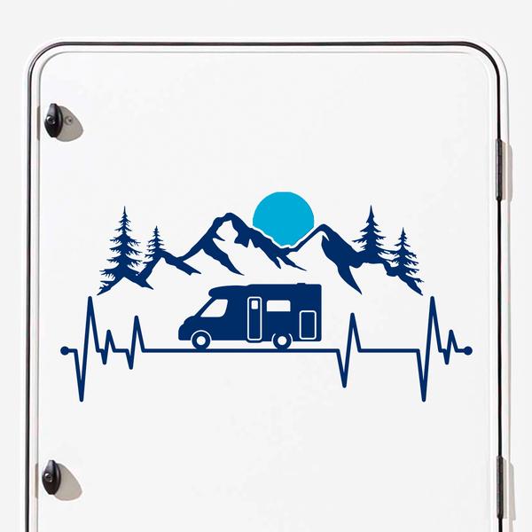 Stickers camping-car: Electro caravane Montagnes et soleil