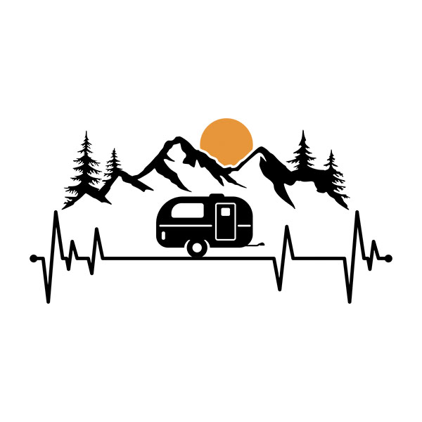 Stickers camping-car: Electro Motorhome montagne et soleil