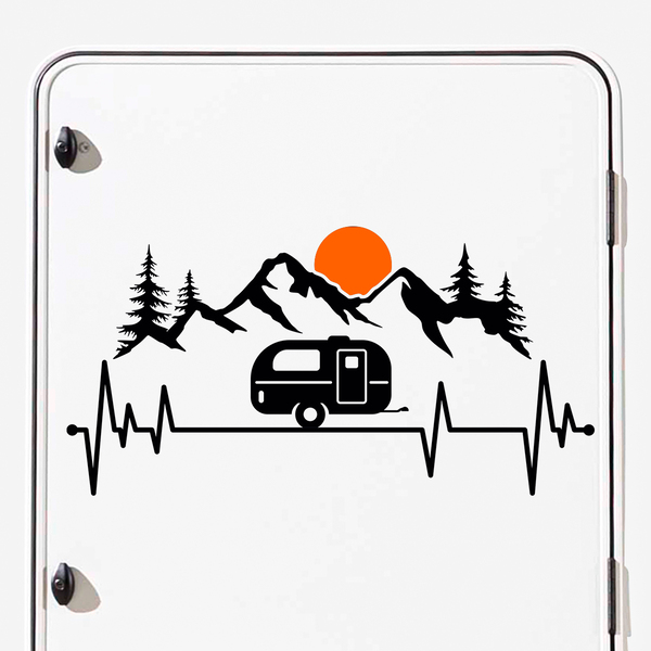 Stickers camping-car: Electro Motorhome montagne et soleil