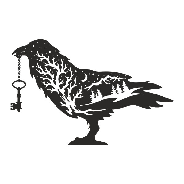 Stickers muraux: Corbeau avec clé