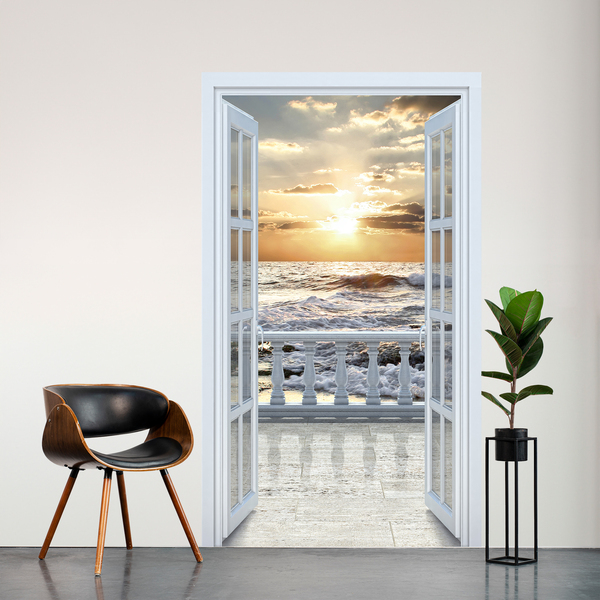 Stickers muraux: Porte au balcon sur la plage