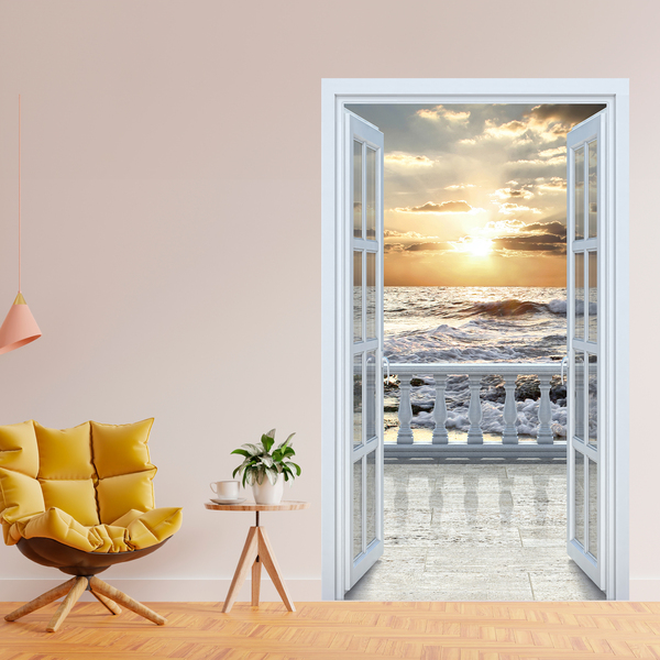 Stickers muraux: Porte au balcon sur la plage