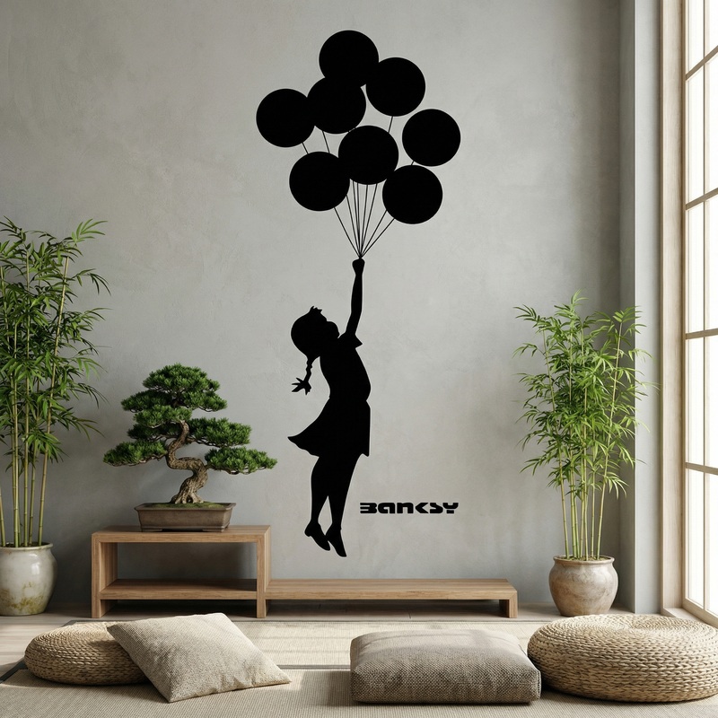 Stickers muraux: Banksy, Fille aux Ballons