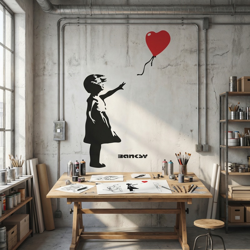 Stickers muraux: Banksy, Fille Avec un Ballon