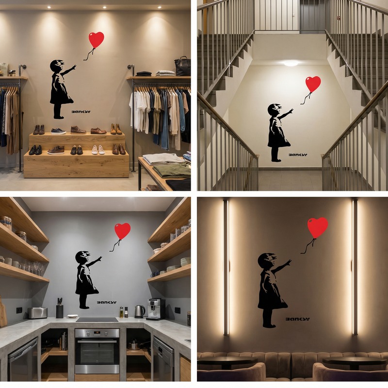 Stickers muraux: Banksy, Fille Avec un Ballon