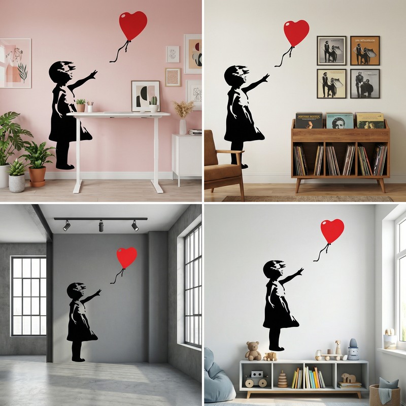 Stickers muraux: Banksy, Fille Avec un Ballon