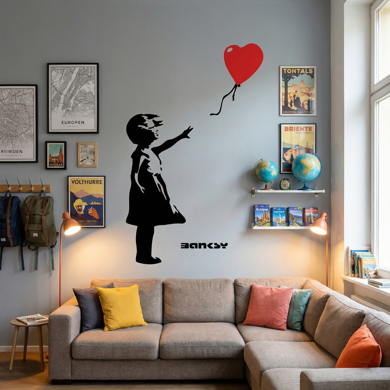 Stickers muraux: Banksy, Fille Avec un Ballon