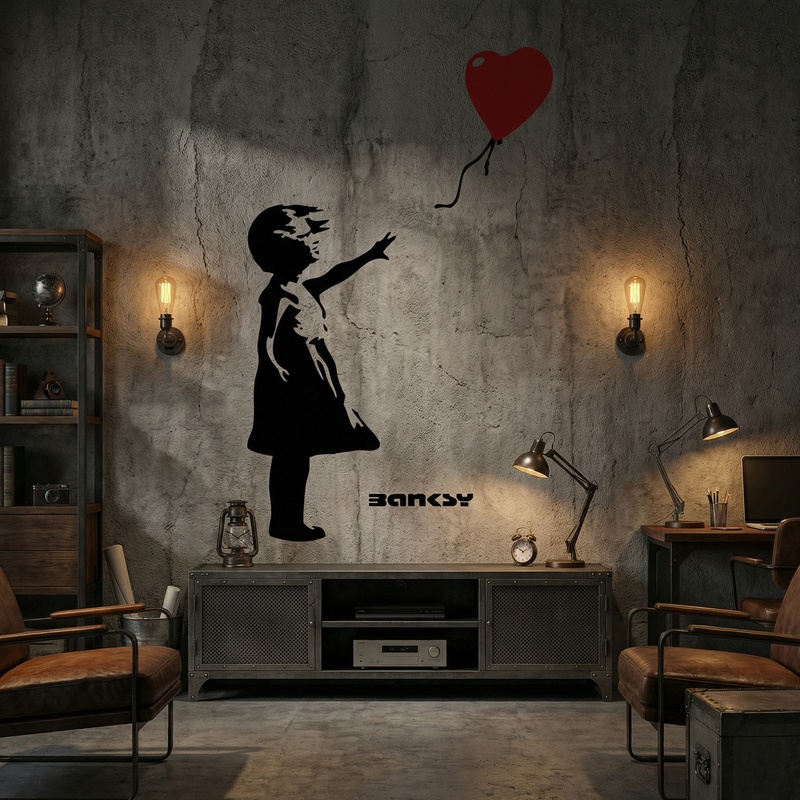 Stickers muraux: Banksy, Fille Avec un Ballon