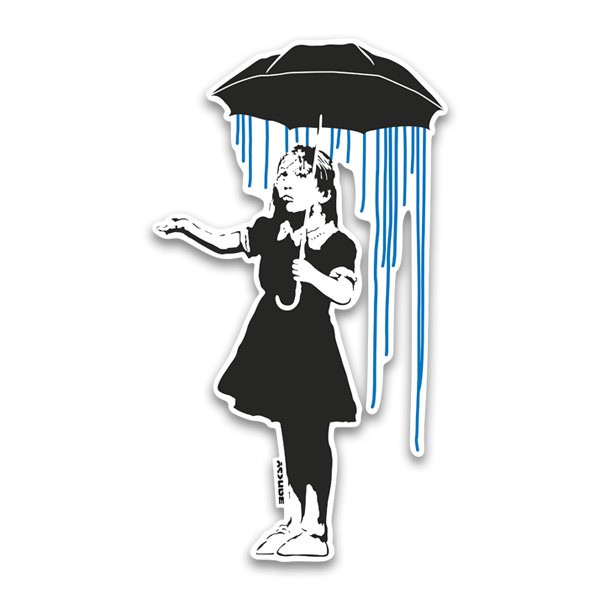 Stickers muraux: Banksy, la Fille Sous la Pluie