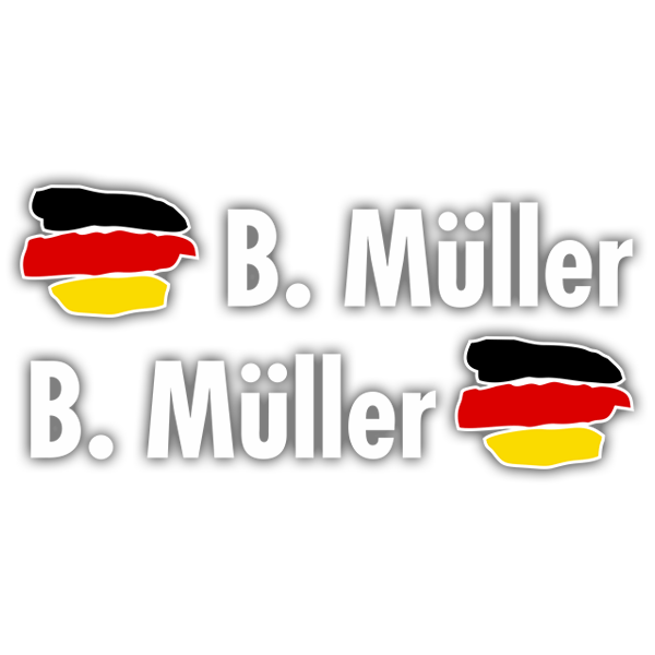 Autocollants: 2X Drapeaux Allemagne + Nom en blanc