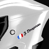 Autocollants: 2X Drapeaux France + Nom calligraphique blanc 3