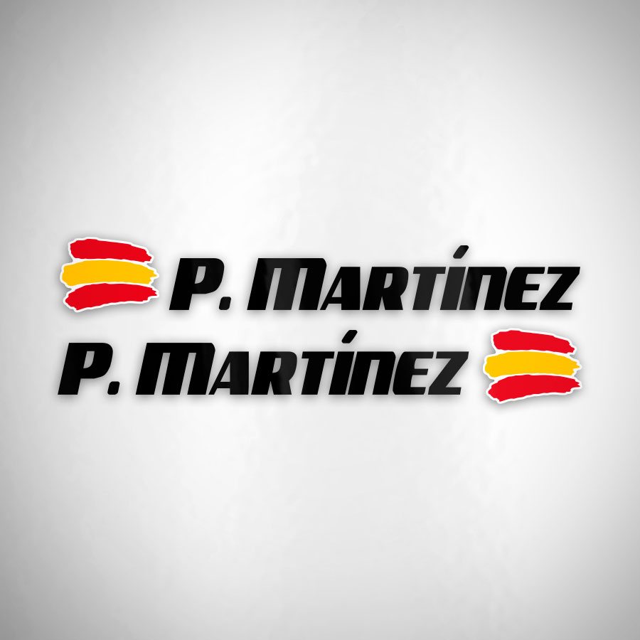 Autocollants: 2X Drapeaux Espagne + Nom sport noir